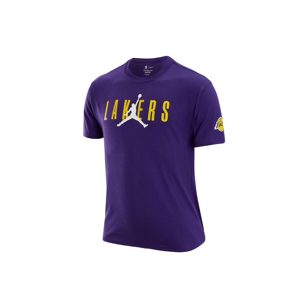 Jordan Los Angeles Lakers Alphabet Print Crew Neck Short Sleeve T-Shirt Men Tops Purple DA6513-547