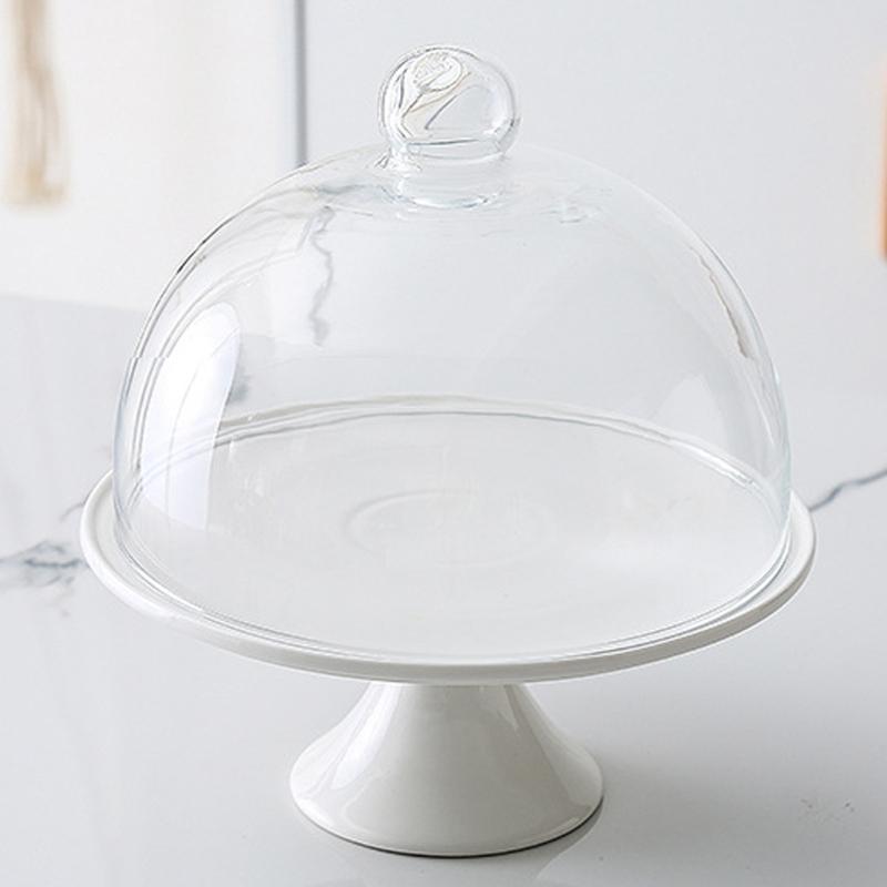 Lebensmittelechte Nordische Stile Dessertteller mit erhöhtem Fuß Keramikglas Kuchen Präsentierteller Küchenutensil