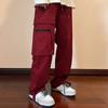 Herren Cargo-Hose Unifarben Kordelzug Mehrere Taschen Locker Streetwear Herbst Winter Hip Hop Baggy Cargo-Hose für den täglichen Gebrauch
