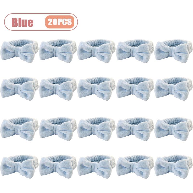 1-20PCS Soft Coral Fleece Headband for Face Washing Makeup Bow Design Hair Hoop Light Beige Yoga Turban for Girls Women