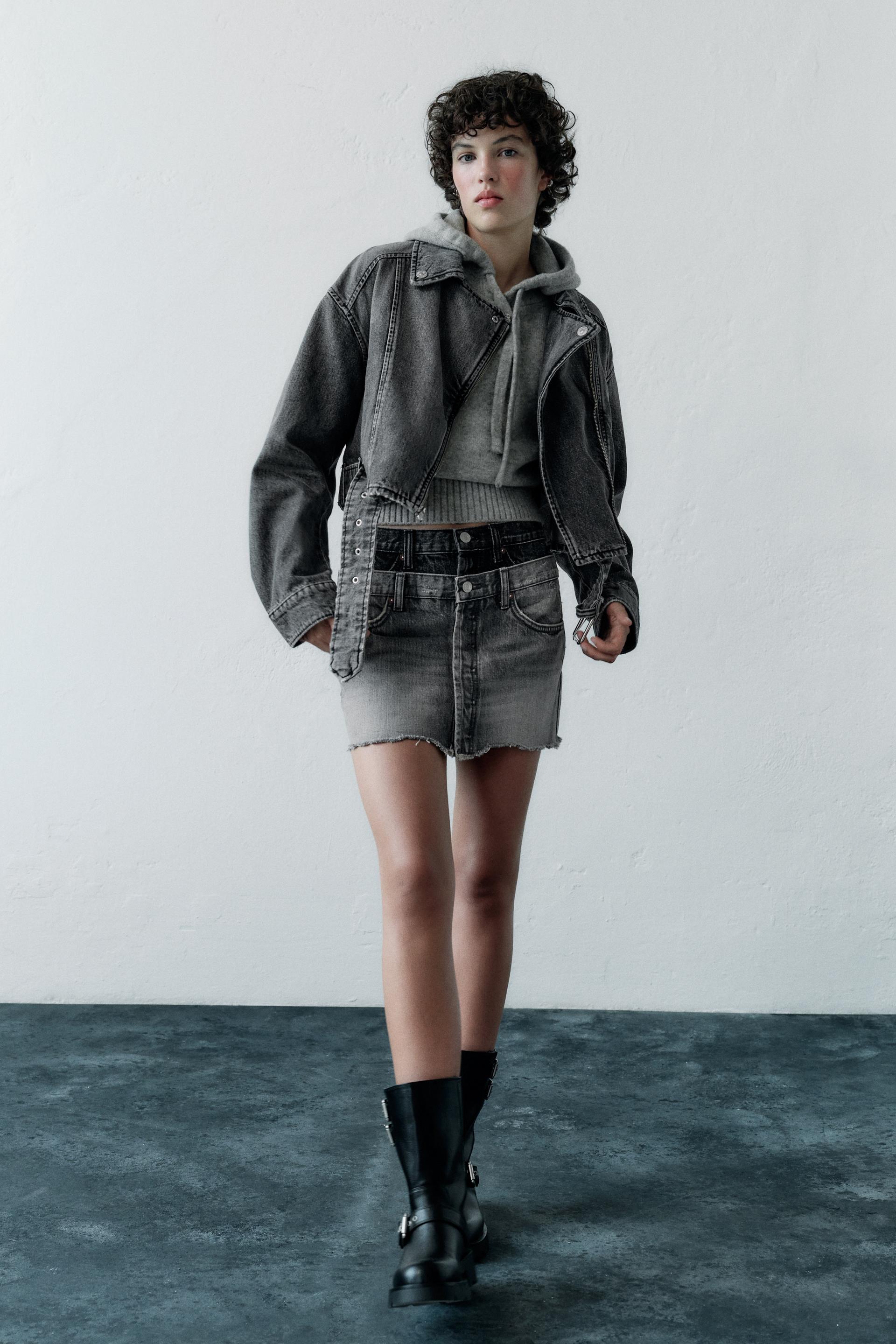 

ДЖИНСОВАЯ ЮБКА TRF С ДВОЙНЫМ ПОЯСОМ