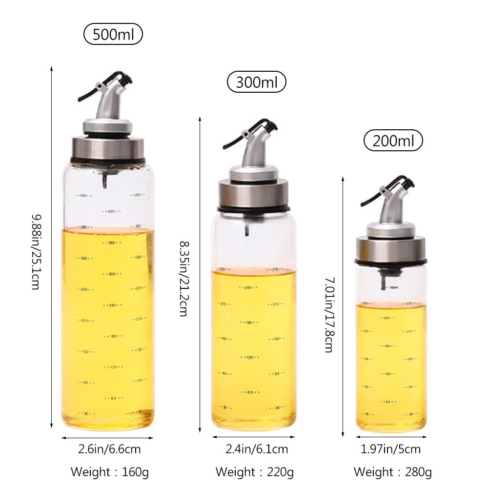 Oil Bottle 200/300/500ml High Borosilicate Glass Oil Dispenser With Scale Quantitative Sauce Vinegar Cooking Kitchen Supplies