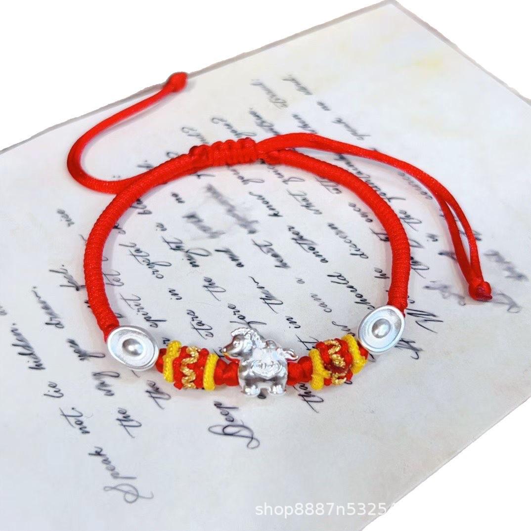 Pure Silver 999 Red String Bracelet: Handmade Zodiac Horse Year Design Child Model