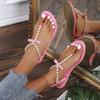 fashion Summer Women's Flip Flops Sandals 2024 New Fashion Outdoor Flat Beach Sandals Sexy Pearl Bow-knot Shoes Female Clip Toe Sandales