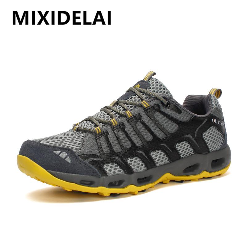 Leather Men Casual Shoes Male Summer Shoes Mesh Breathable Men Sneakers Rubber Sole Men'S Hiking Shoes Outdoor  De
