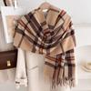Clearance imitation cashmere plaid scarf women's atmosphere autumn and winter new Korean version plaid shawl thickened warm scarf