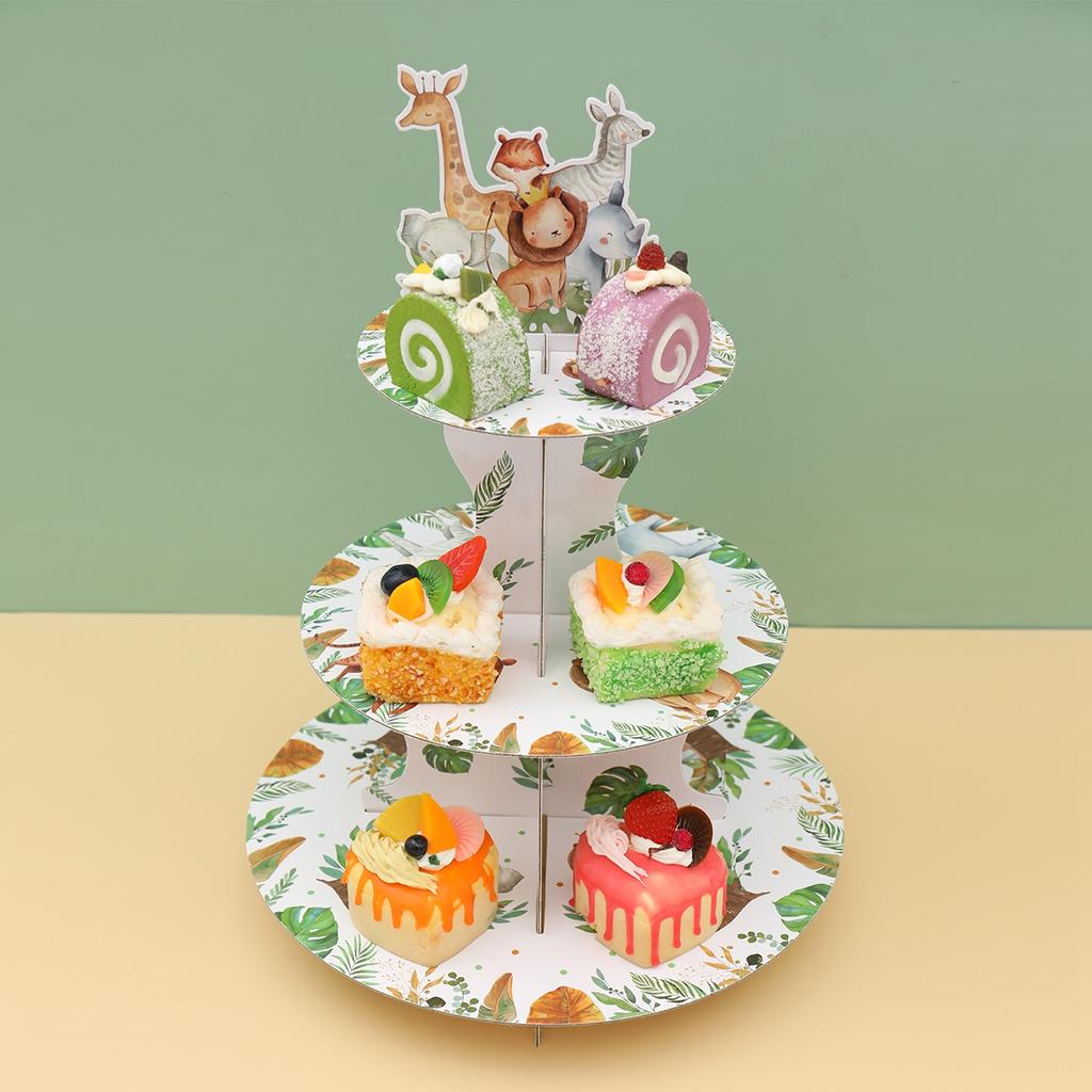 Jungle Animals Safari Cupcake Stand Baby Shower Birthday Party Decorations Cupcake Holder Kids Wild One Party Supplies