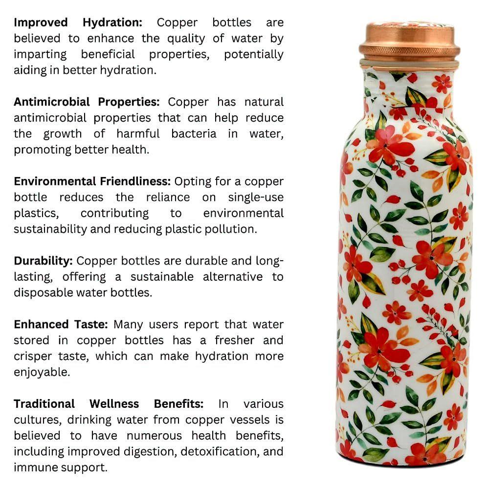 Copper Water Bottle 750 ML With Anti Oxidant Properties | Diwali Gifts for Family and Friends 100% Copper Water Bottle (Orange - 750 ML)