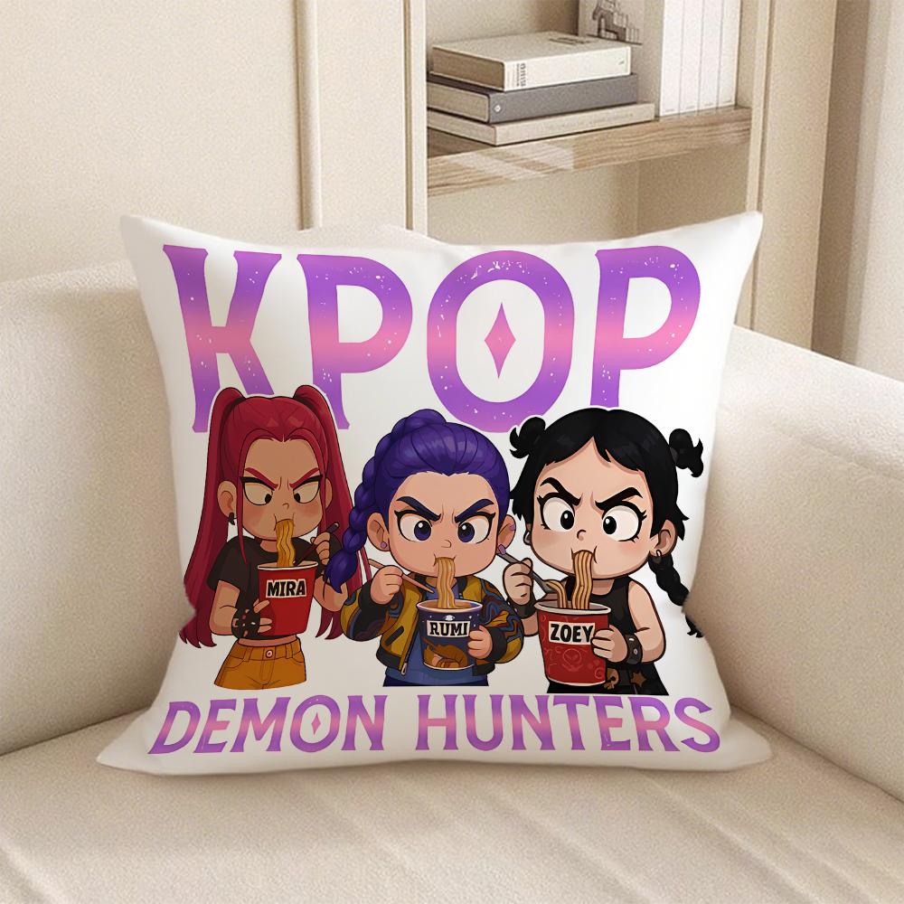 KPop Demon Hunters  KPOP Demon Hunter Series Pillowcase: Colorful Character Pattern Fashion Home Decoration
