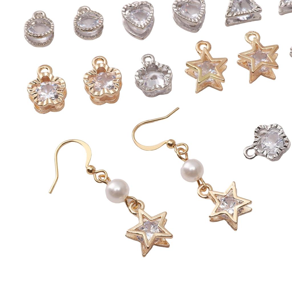 Alloy Charms Inlaid Zircon Heart Star Rhinestone Pendant Accessory For DIY Earring Necklace Accessories