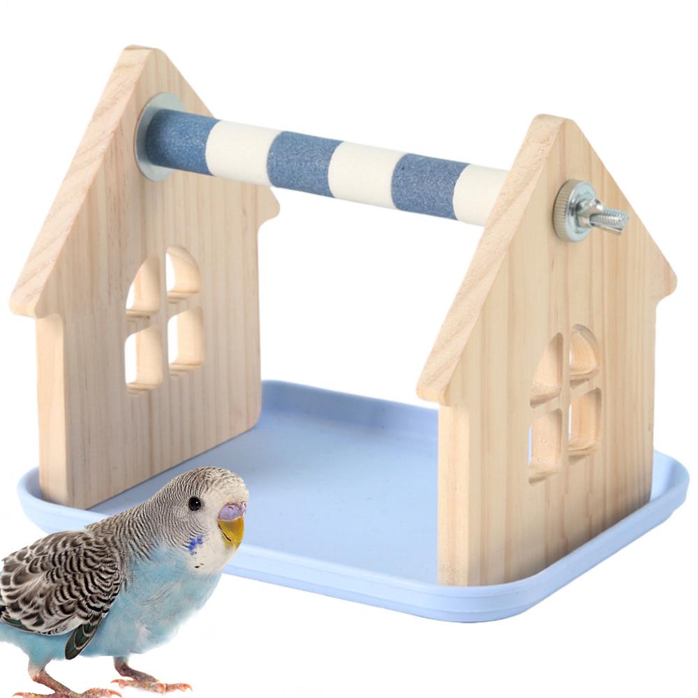 Bird Stand 5-in-1 Interactive Enrichment Toys Bird Perch Stand Parrot Toys With Tray For Standing Paw Grinding Climbing Playing