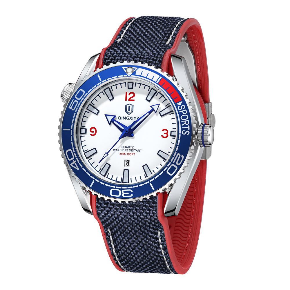 QINGXIYA Men's Waterproof Sports Quartz Watch with Silicone Strap and Luminous Calendar