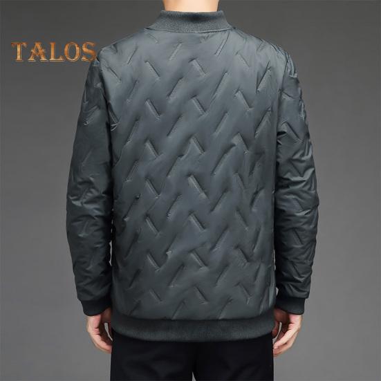 Męski zimowy płaszcz bawełniany z kieszeniami, kołnierzem stójką, długim rękawem, pogrubioną aksamitną podszewką, kurtka wiatroszczelna