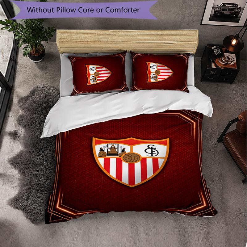 Sevilla FC Themed Bedding 3Pcs Duvet Cover Set Decorative Bed Linen For Teen Room Home Decoration