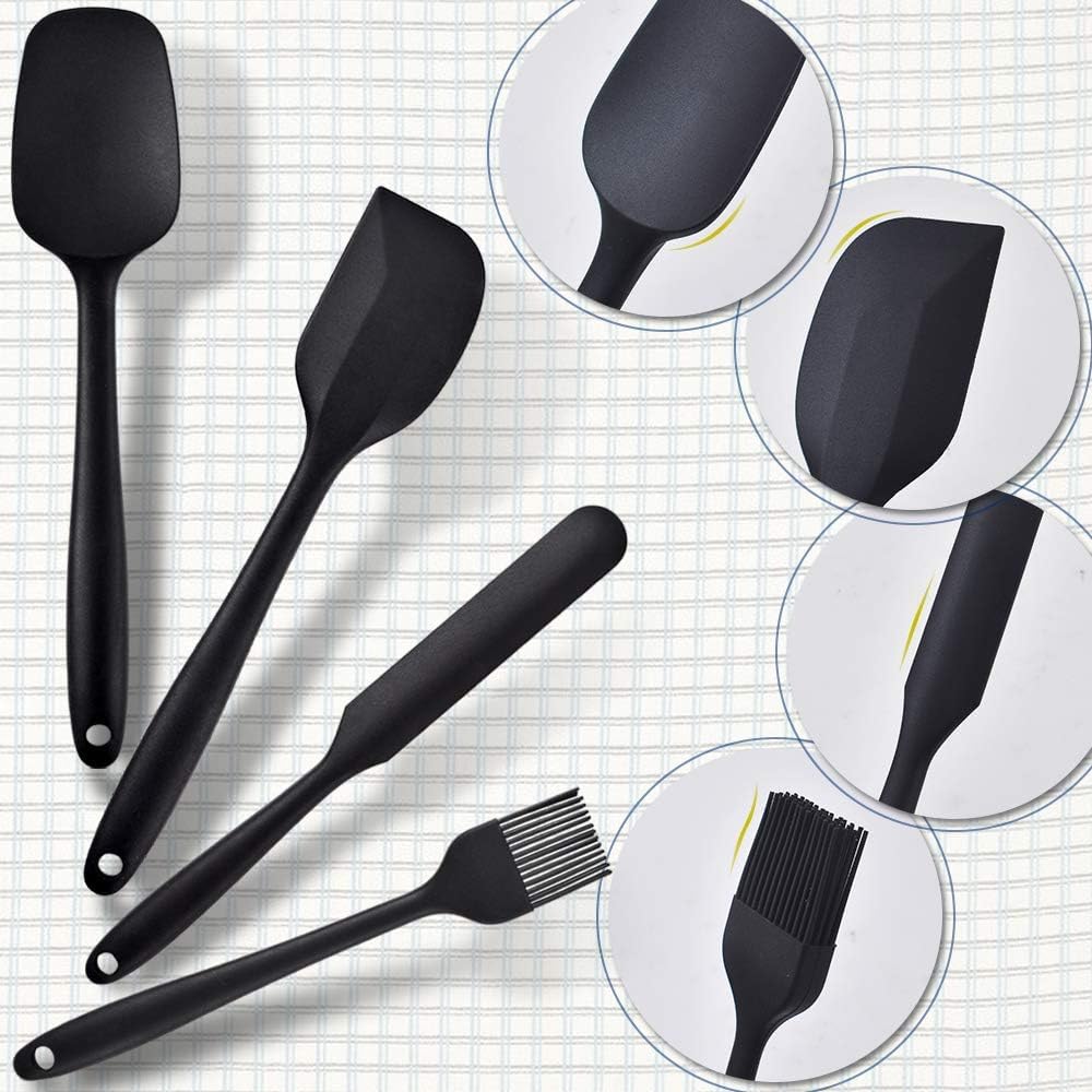 6PC Spatulas Set, Food Grade Silicone Spatulas Rubber Heat Resistant, Stainless Steel Core, Kitchen Utensil Nonstick for Cooking