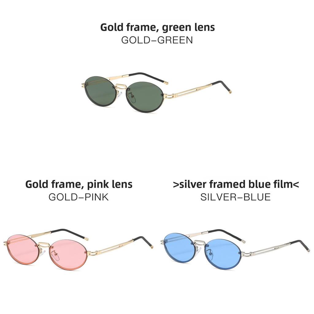Retro Oval Frame Sunglasses Men Women Uv400 Sun Shield For Outdoor Activities