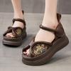 Mode GKTINOO 2025 Sommer Neue Vielseitige Echtes Leder Peeptoe Sandalen Retro Bequem Dickbesohlt Klettverschluss Damenschuhe