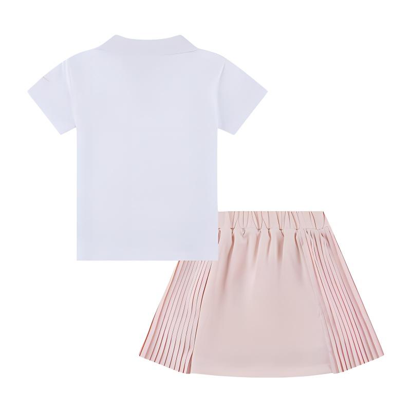 Nike Skirt Set Swoosh Game Match Tennis Polo Collar Simple Comfortable Short Sleeve Kids Sets Echo-Pink IB8452-622