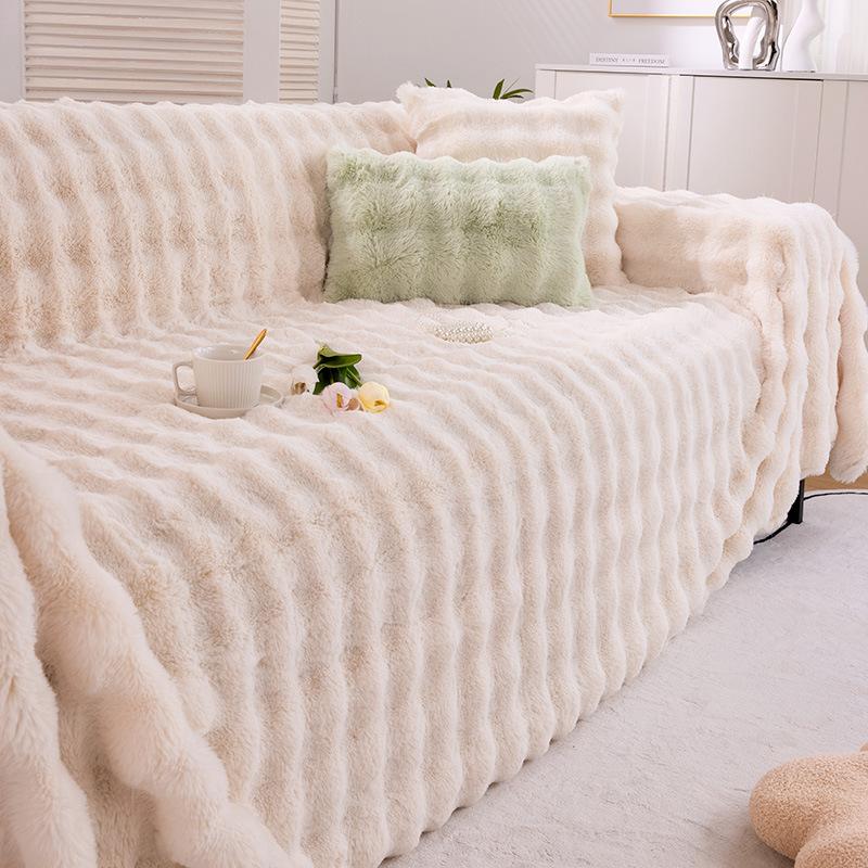 Imitation Rabbit Fur Sofa Towel European Winter Thickened Fleece Living Room Sofa Cushion Cover Cloth