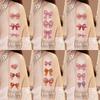Pink Bowknot Ribbon Face Temporary Tattoos Waterproof Makeup Stickers  Party