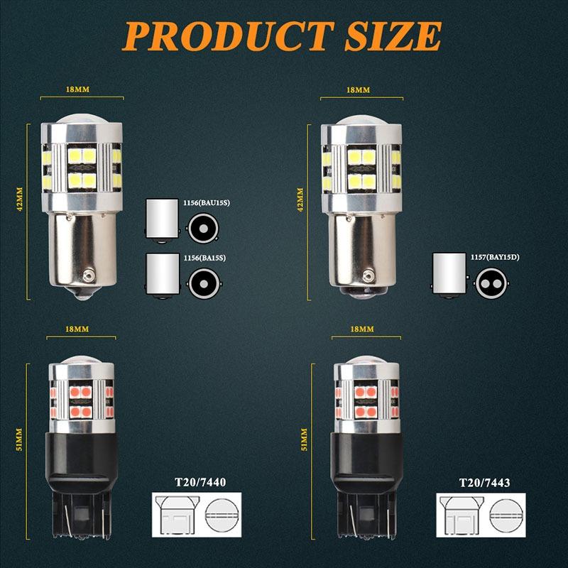 2PCS 1156 Signal Lamp PY21w Ba15s P21w LED 24SMD 3030 Canbus Car Turn Signal Light Brake Backup Light Universal 12V