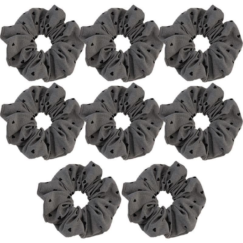 New Polka Dot Hair Ties Rope Women Large Size Heart Bowknot Printed Scrunchies Grey Black Hairband Ponytail Holder Headwear