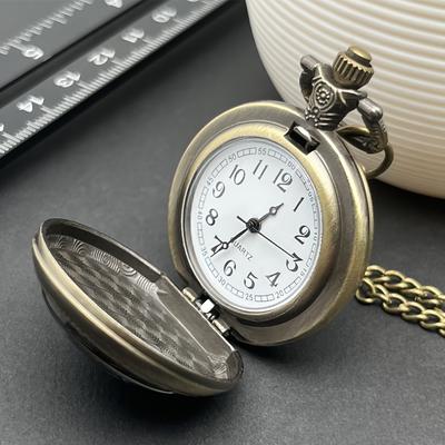Vintage Bronz Amerikan Bayrağı Tasarımı Kartallı Mini Cep Saati Kolye - Çelik Quartz Mekanizma, Su Geçirmez Olmayan Erkek Saati