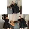 Vintage Spring Knit Dress For Women With Long Bubble Sleeves And Round Neck For Casual Wear