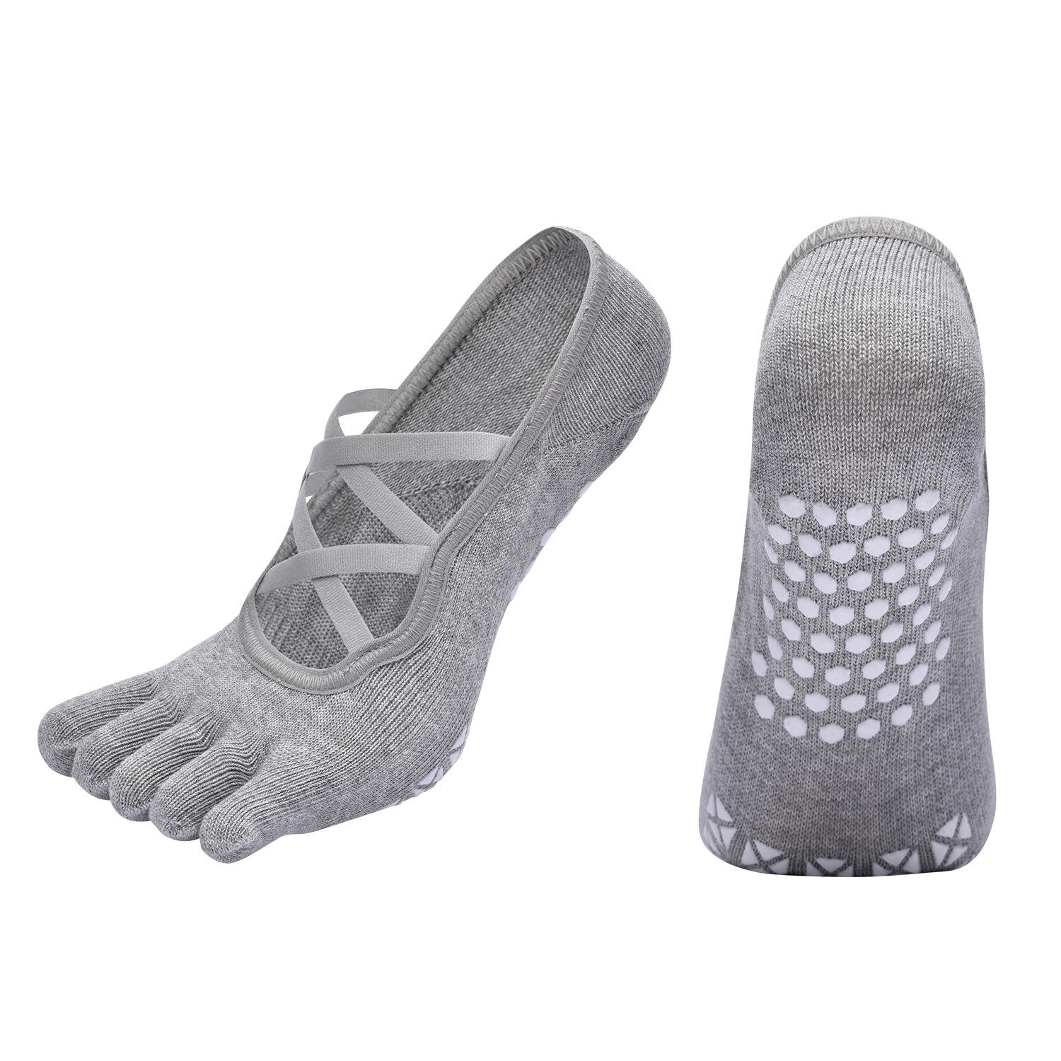 

Women Bandage Breathable Pilates Socks Ladies Anti-slip Cotton Backless Sock Five Toes Ballet Dance Fitness Workout Sports Socks EUR 35-40 US 4.5-8.5 сірий колір