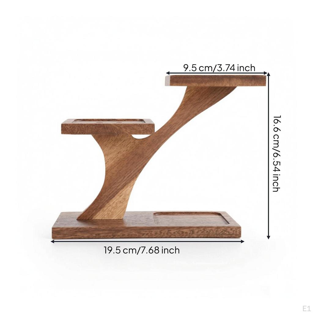 Tea Display Rack Solid Wood Organizer Shelf 3 layer Wooden Riser for Collectors, Desktop