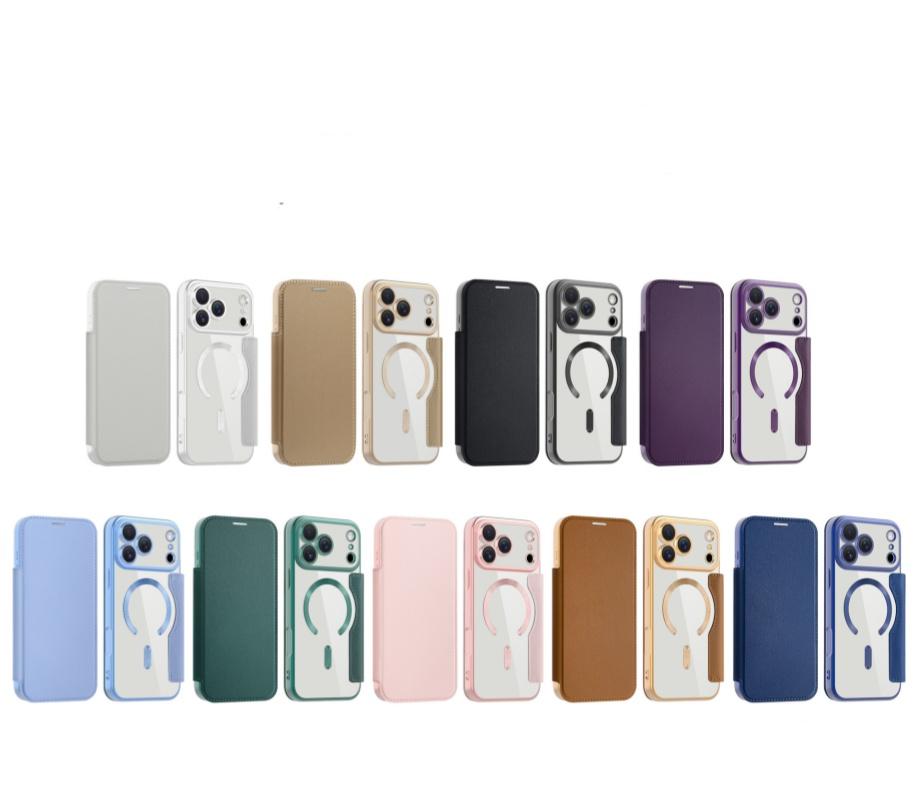 Fashion Wallet Magnetic Shockproof Protection for iPhone 17 Pro Max 16 15 Clear Back Cover Leather Flip 2 In 1 Case