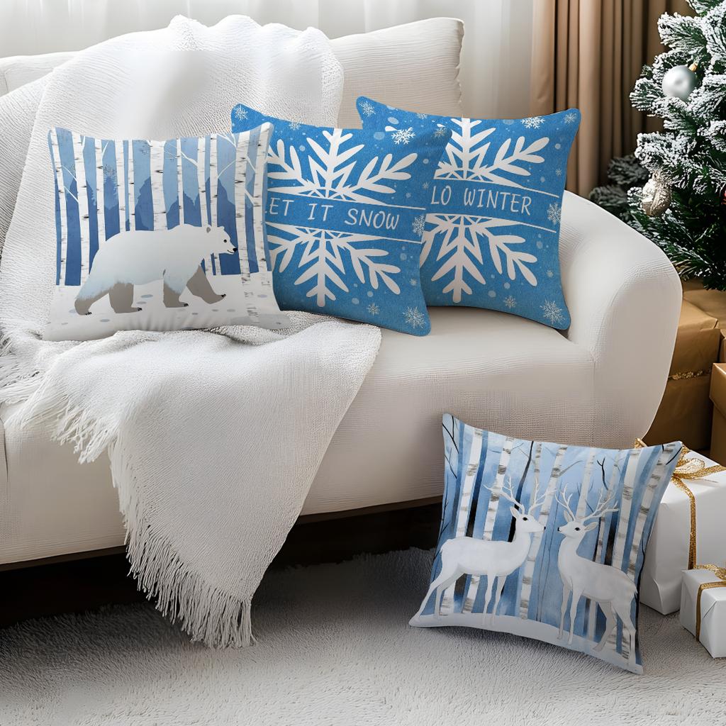 Christmas Reindeer Pillowcase Bedroom Sofa Cushion Cover 100% Polyester Living Room Cushion Pillowcase Home Decor