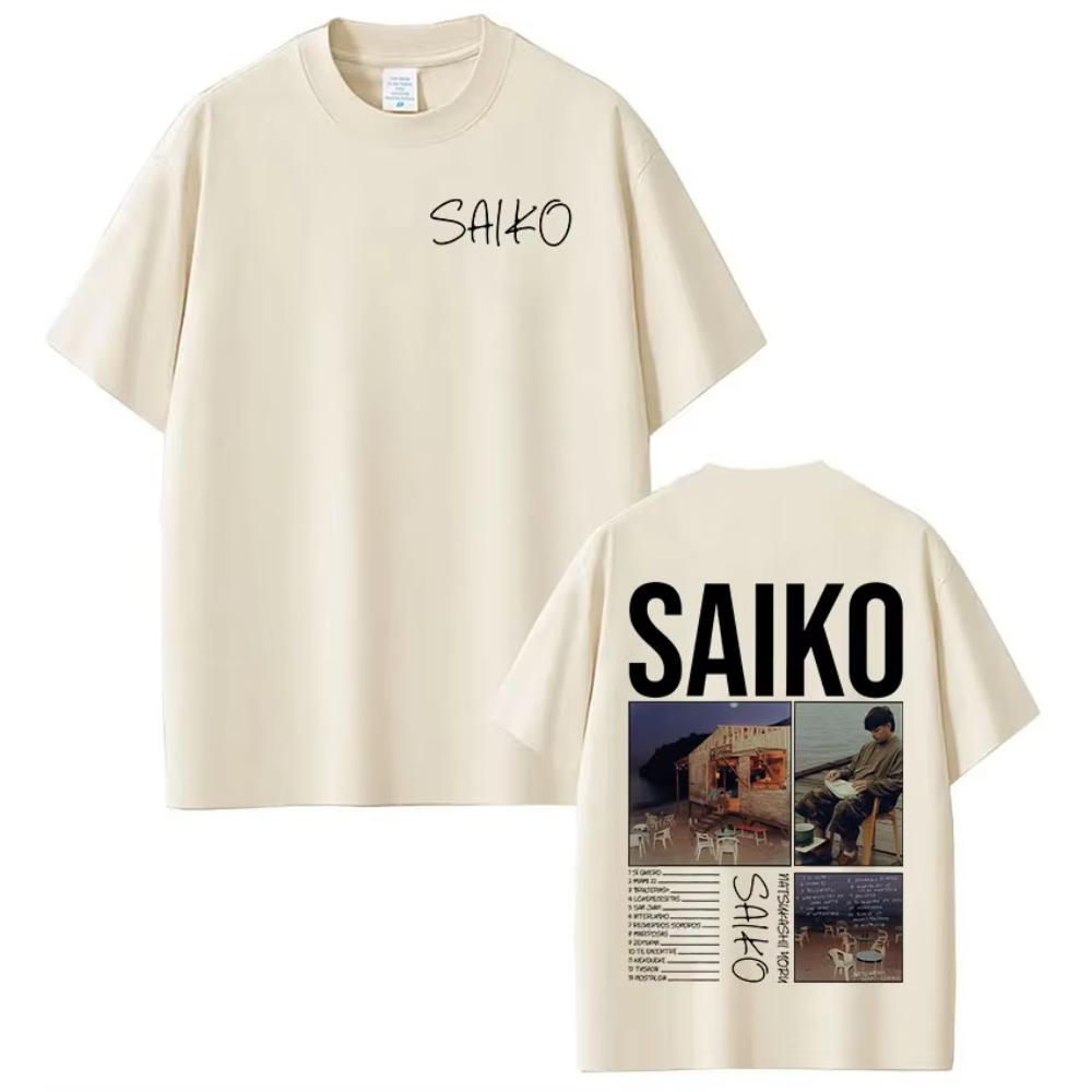 Rapper SAIKO Natsukashii Yoru Album 2025 T-shirt Men's Women Cotton Oversized T-shirts Hip Hop Retro Short Sleeve Print T Shirts