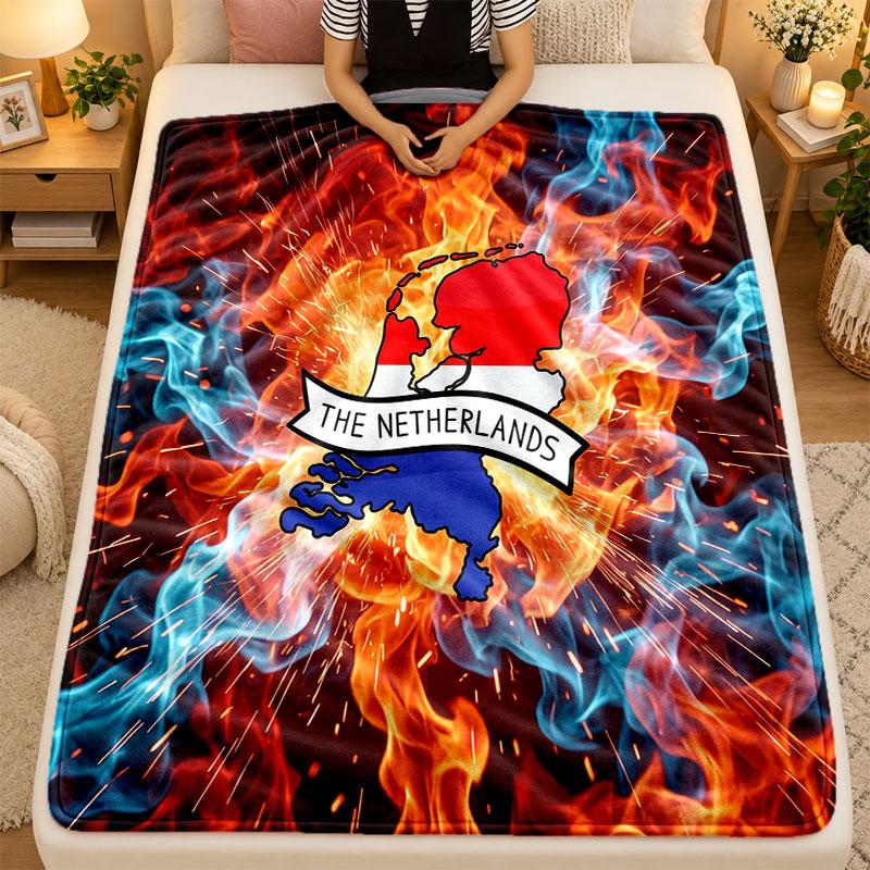 Flannel BlanketNetherlands Football Warm Soft Throw Blanket for Indoor Sofa Bed Living Room Use