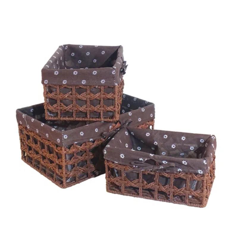 Storage Basket Snacks Cosmetics Storage Box Fabric Storage Basket Desktop Miscellaneous Vine Weaving Storage Basket