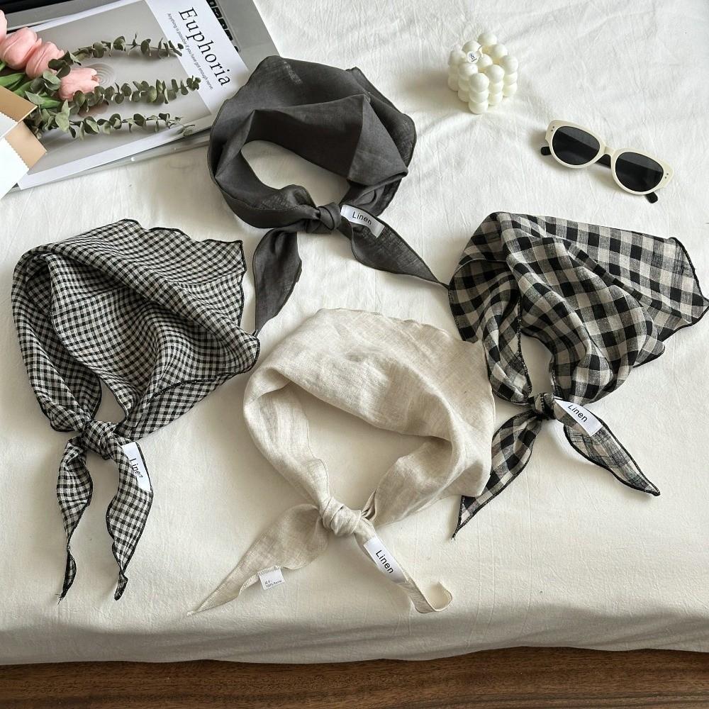 Breathable Linen Scarf Thin Fabric Triangular Binder Fashion Triangle Scarf  Vacation Use