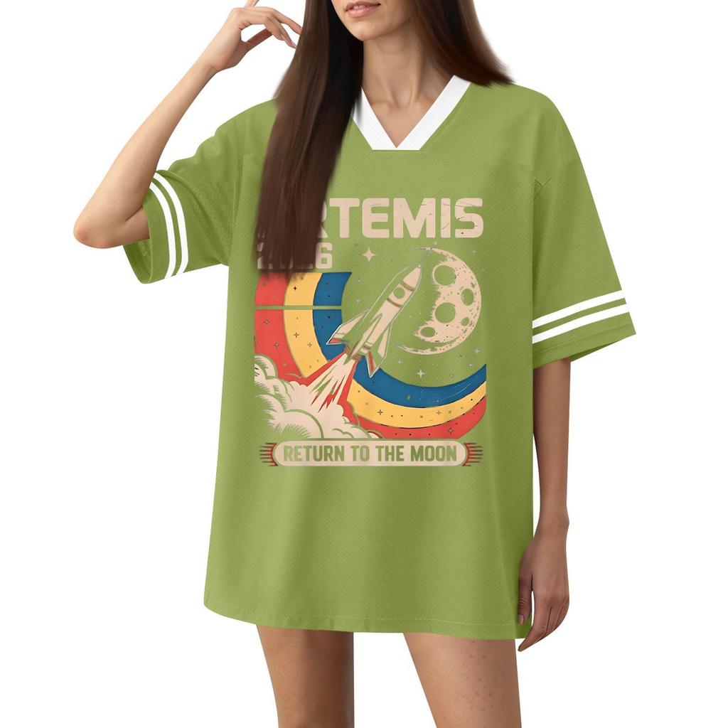 Women's Fashion Short-Sleeved V-Neck Printed Sports T-Shirt