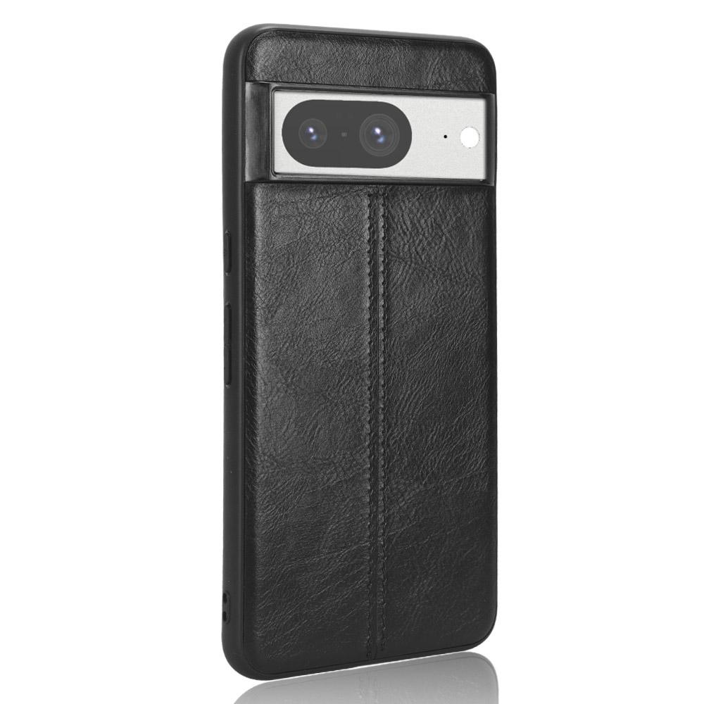 

For Google Pixel 8 PU Leather Coated TPU+PC Phone Case Cowhide Texture Anti-drop Cover Black