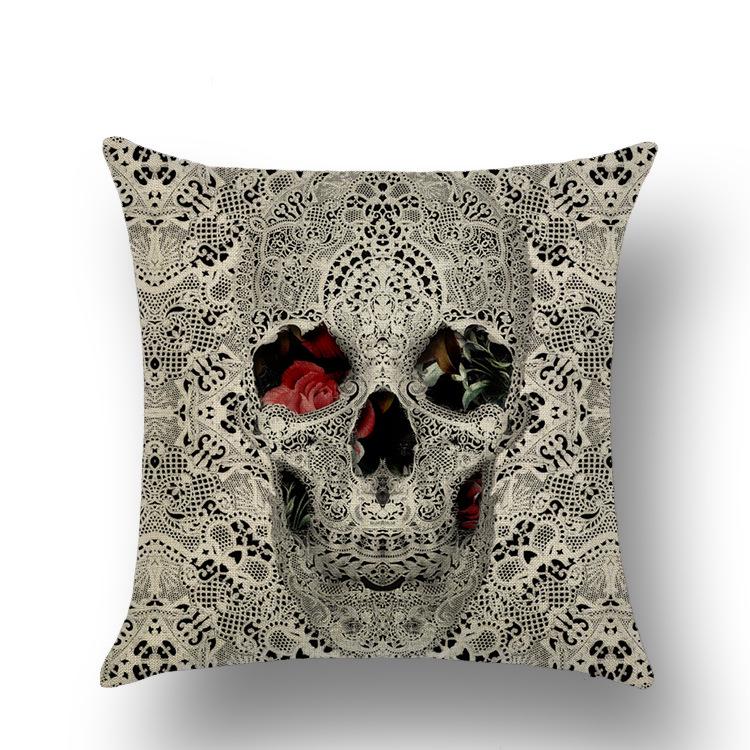Halloween Skull Pillow Cover Funny Festival Pillow Cushion Line Pillow Cover Lazy