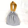 1pc Preppy Style Striped Drawstring Tote Bag, Portable Polyester Handbag with Unlined Interior, Fashionable Travel Pouch for Cosmetics and Accessories