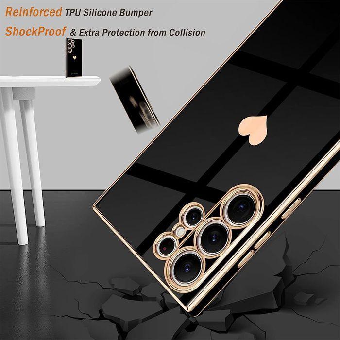 Coque Silicone - BOOLING - pour Samsung Galaxy S26 Ultra - Motif Cœur Antichoc Anti-Rayures - Noir