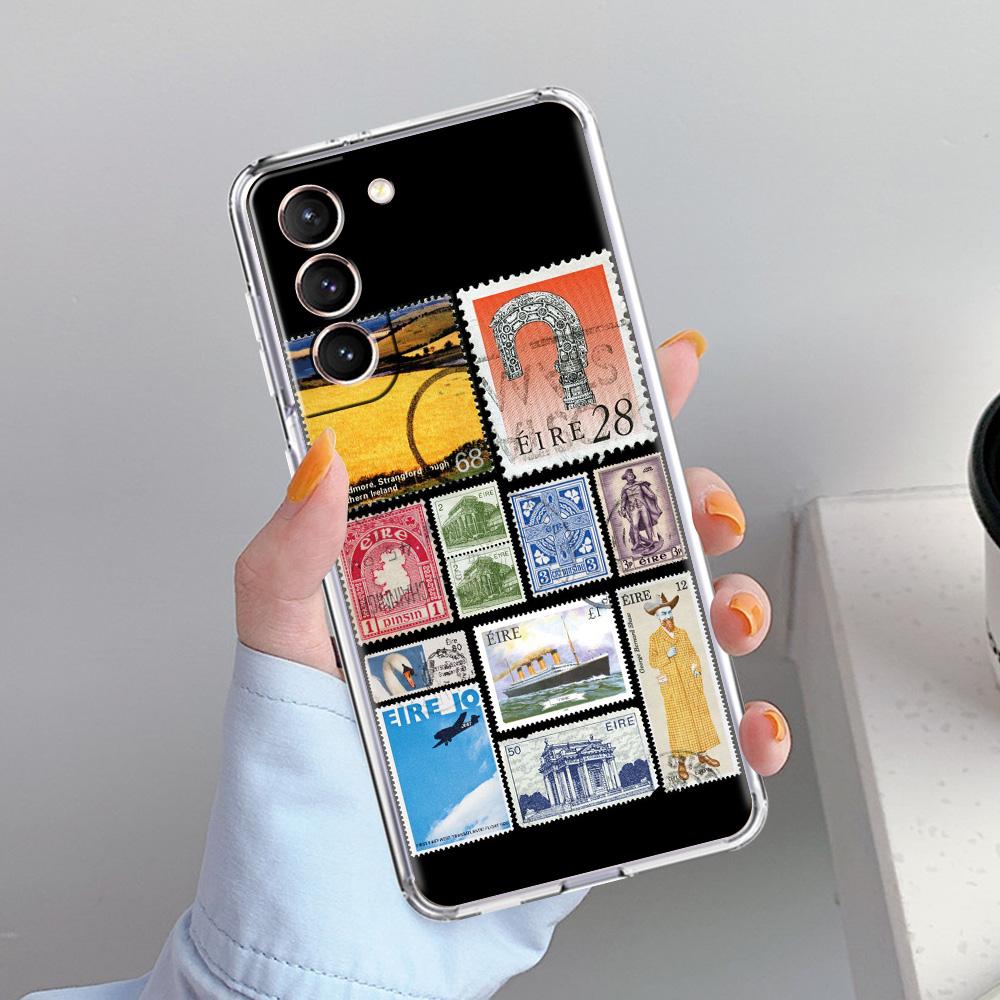 Phone Case For Samsung Galaxy S26 S25 S24 S23 S22 Ultra S20 S21 FE 5G Plus Soft Clear Cover Vintage Stamp Puzzle