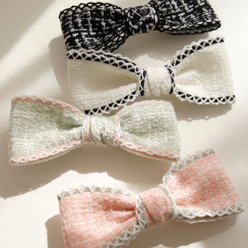 

J.Lauren Tweed Stitch Ribbon Auto Hair Pin H01160 white