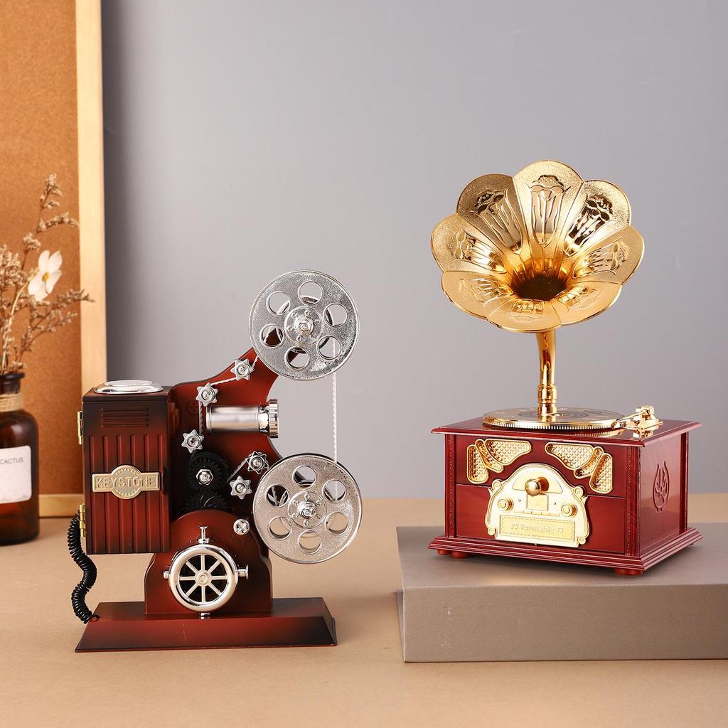 Caixa de Música de Corda Criativa Vintage Decoração para Casa ou Loja