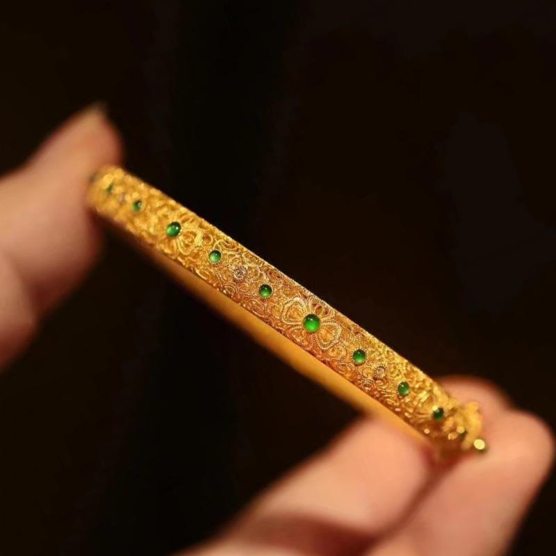 

Изысканный дизайн Carven Браслеты в этническом стиле из древнего золота для женщин Браслеты из натурального нефрита Хэтянь Банкетные очаровательные украшения