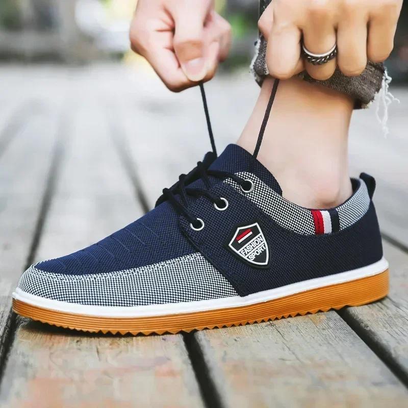 Men's casual shoes Vulcanized Work loafers Mesh Lightweight Man sports shoes Canvas Shoes for Men