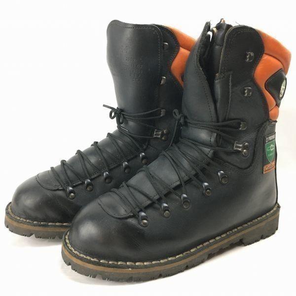 TREEME Forestry Protective Boots Made in Italy Leather Steel Toe Size 44 (Approx. 28.028.5cm) Black Work Leather/Forestry Civil Engineering(USED)