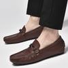 High Quality Men's Classic Black Comfortable Soft Sole Two-layer Cowhide Bean Shoes Fashionable New Men's Breathable Loafers