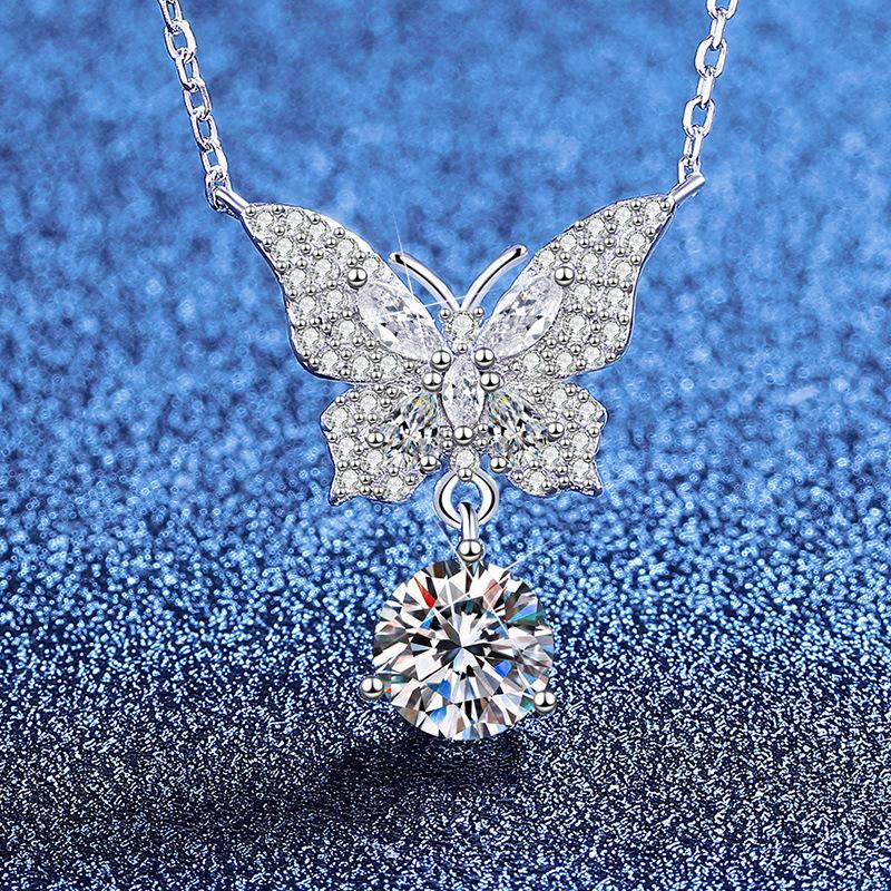 New S925 Silver Bow Tassel Women's Necklace Pendant Niche Fashion Exquisite High-quality Wedding Jewelry
