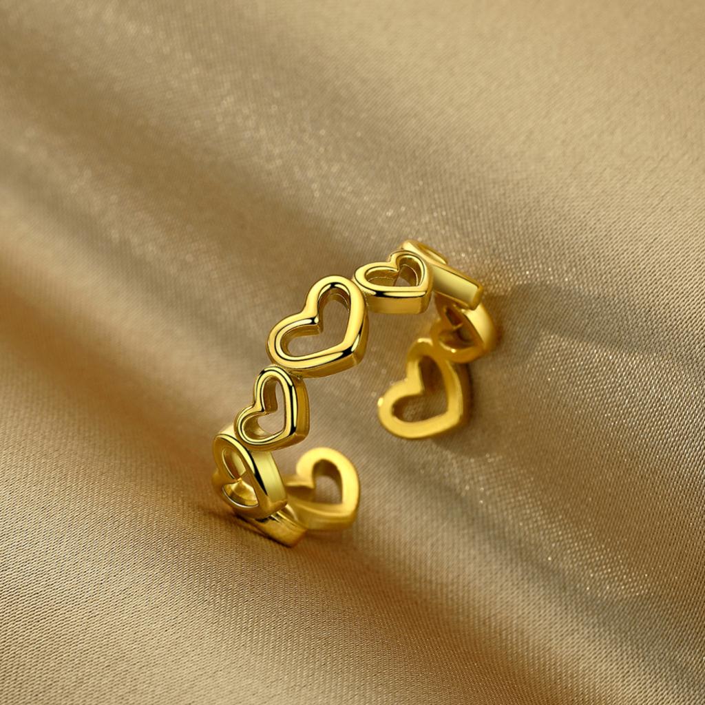 Kinitial Fashionable and exquisite stainless steel ring Unique Cut Ring Gift For Her-Moms Ring Charming Ring Anniversary Gift